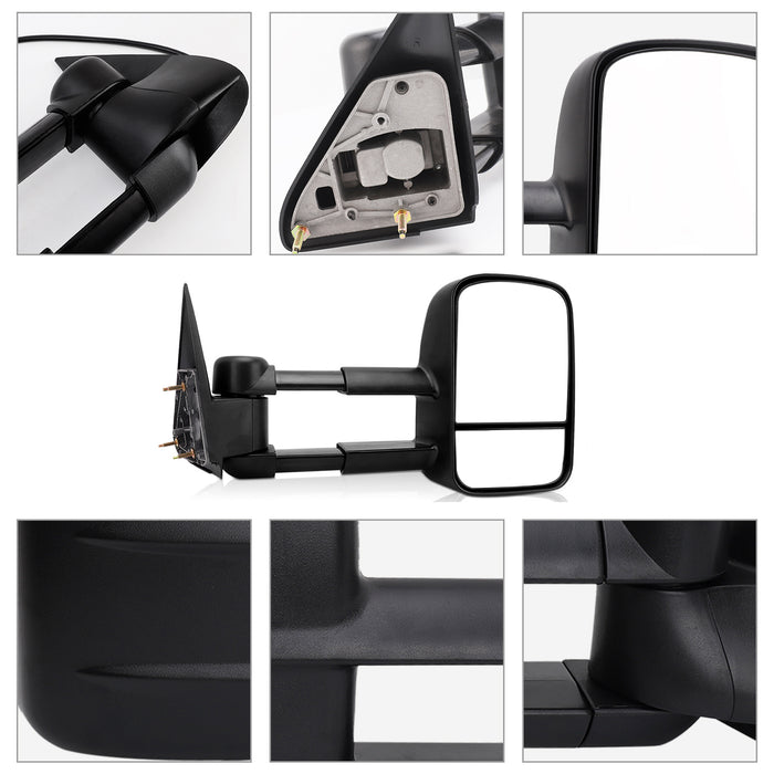 Towing Mirrors Replacement Compatible with CV 1999-2006 Silverado Sierra Manual Black(Pair Set)