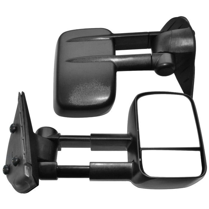 PZ Towing Mirrors Replacement Compatible with Chevrolet 2007-2014 Silverado Sierra Manual Black(Pair Set)