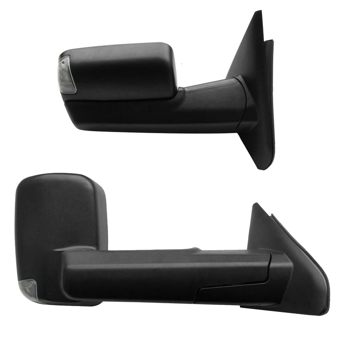 PZ Towing Mirror Replacement Compatible with Dodge Ram 2002-2008 Manual Black with Signal Light Pair Set