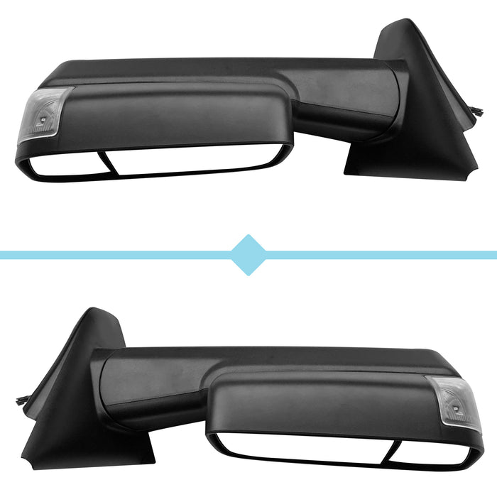 PZ Towing Mirror Replacement Compatible with Dodge Ram 2002-2008 Manual Black with Signal Light Pair Set