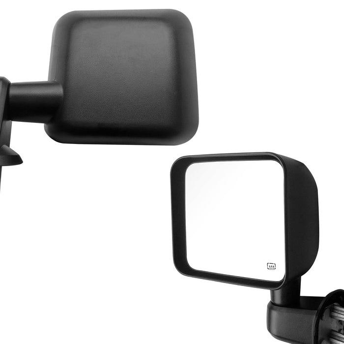 Perfit Zone Towing Mirrors Compatible with Jeep Wrangler 2007-2017 with Power Heated Black Left Driver Set