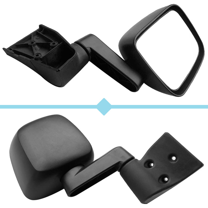 Perfit Zone Towing Mirrors Replacement Compatible with Jeep Wrangler 2003-2006 Manual Black Right Passenger Side