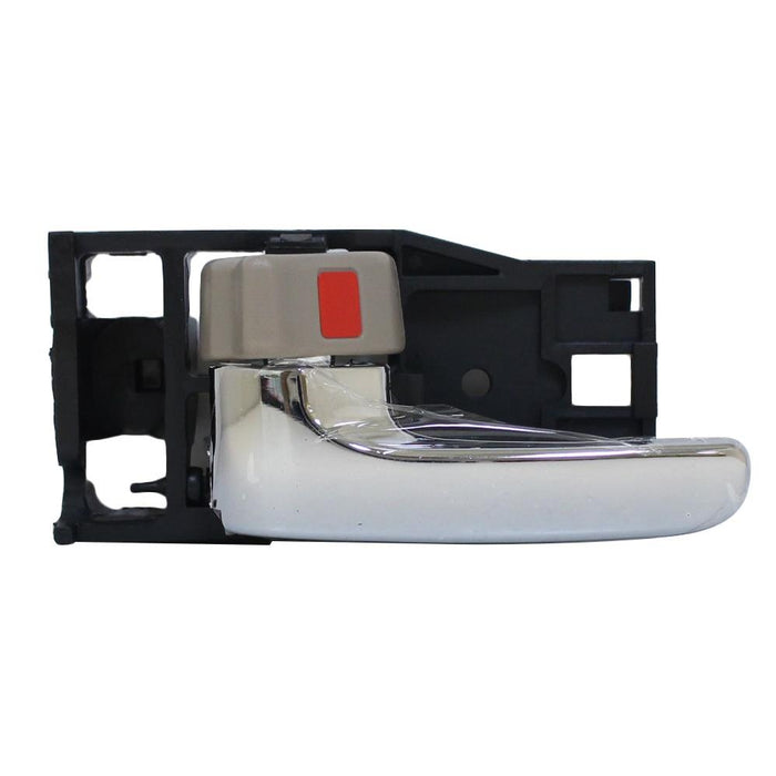 Interior Front Door Handle Compatible with 2004-2006 Toyota Tundra Chrome Lever Beige (Ivory) Knob (=Rear) Driver Side