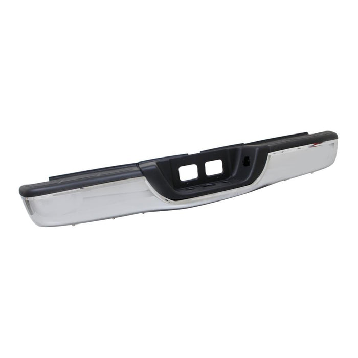CarPartsDepot, Rear Step Bumper Chrome Steel Bar w/Black Pads No 3 Tow Hitch Covers, 364-441151-20-CH TO1103107 521510C021-PFM