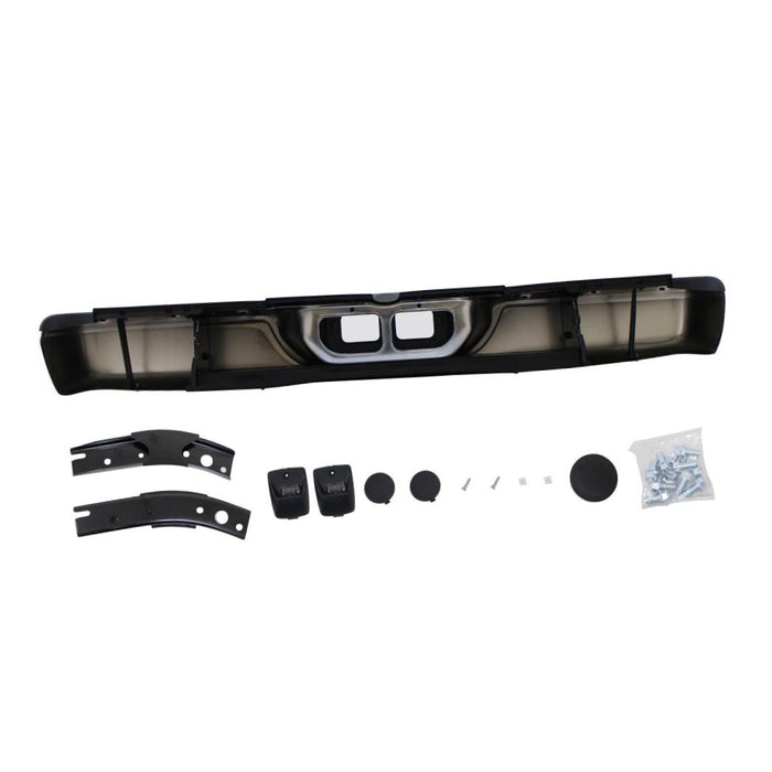 CarPartsDepot, Rear Step Bumper Chrome Steel Bar w/Black Pads No 3 Tow Hitch Covers, 364-441151-20-CH TO1103107 521510C021-PFM