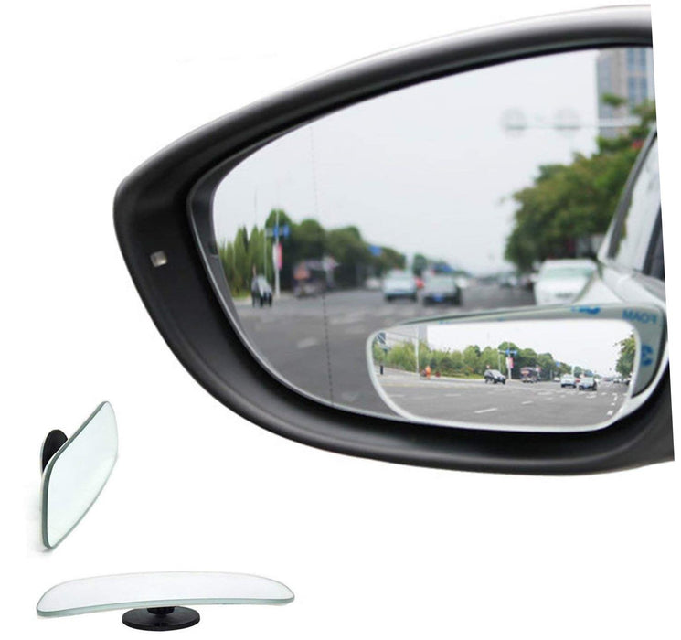 2Pcs Car Blind Spot Adjustabe Mirrors Frameless 360 Degree Rotate Sway Glass Convex Wide Angle Rear View Rectangle