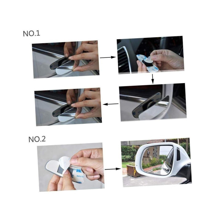 2Pcs Car Blind Spot Adjustabe Mirrors Frameless 360 Degree Rotate Sway Glass Convex Wide Angle Rear View Rectangle